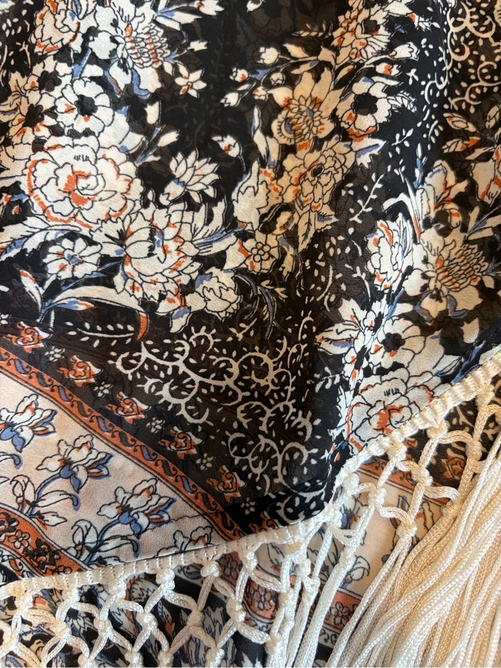Abercrombie & Fitch Kimono Shawl Swim Suit Coverup Size XS Fringed Boho Chic I4 - Picture 8 of 10